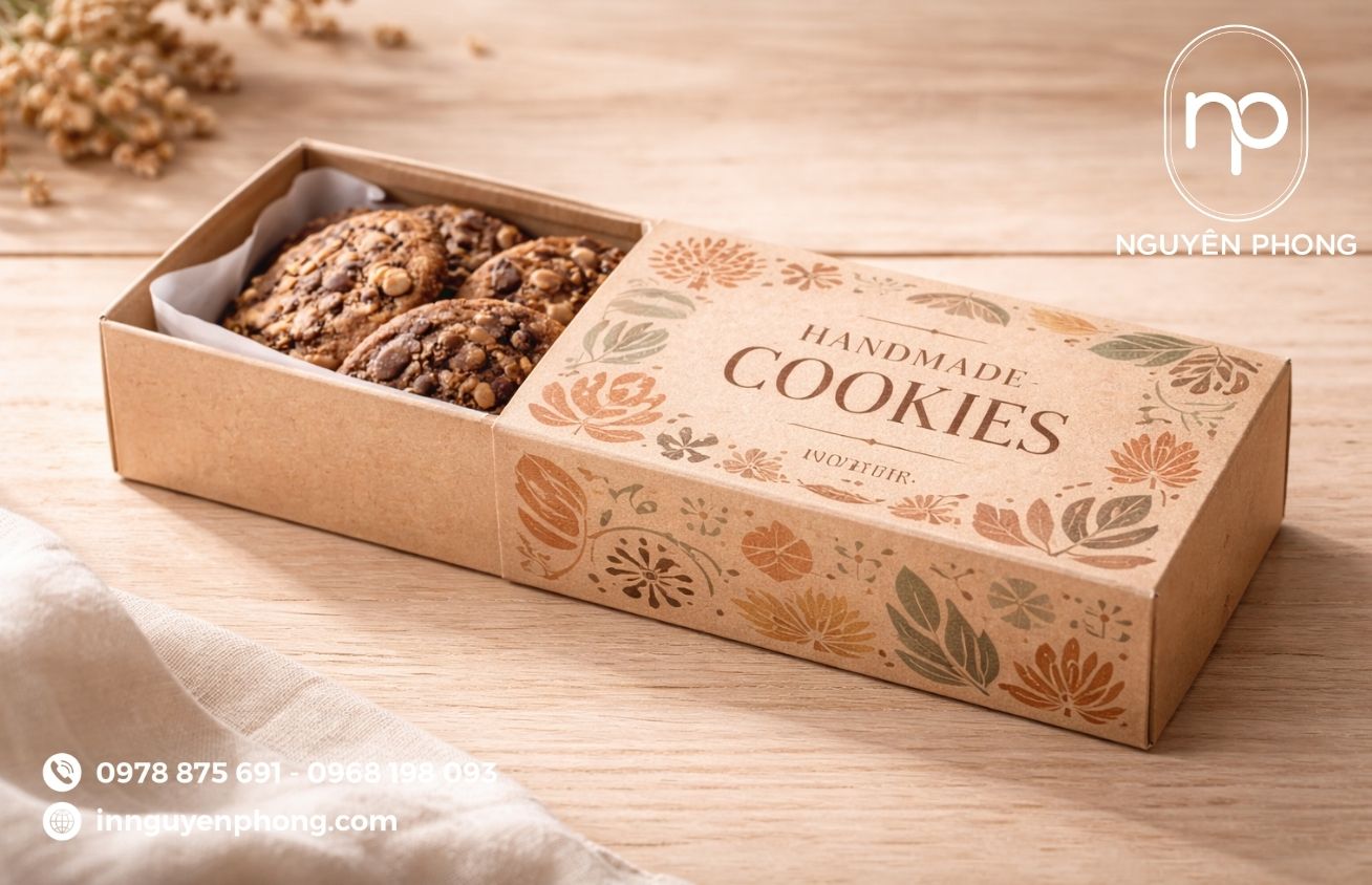 Mẫu hộp kraft dạng rút đựng bánh 